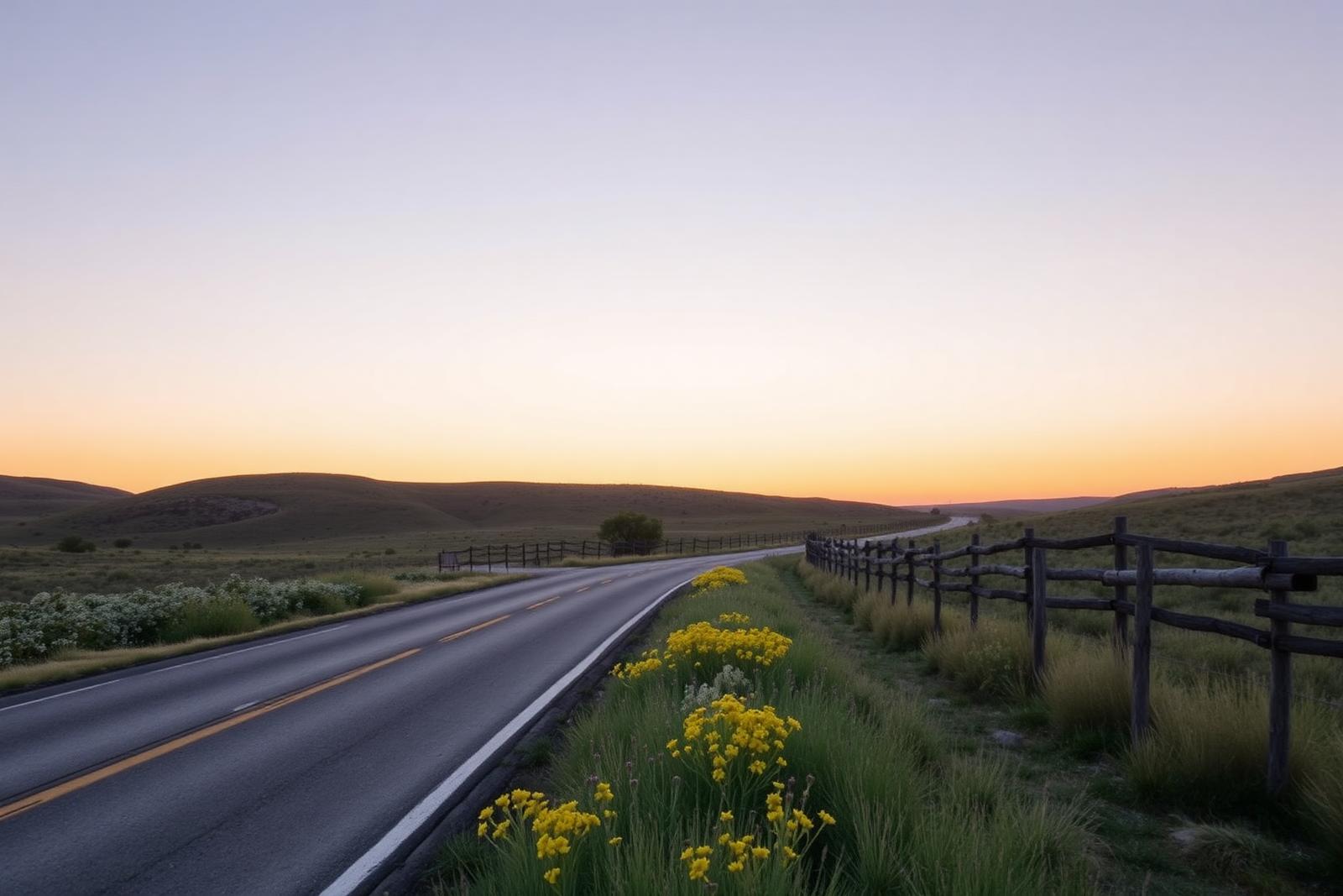 A two-lane Texas farm road running straight to the horizon