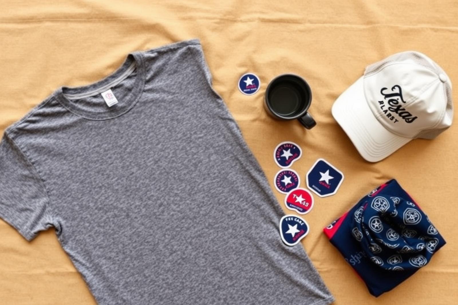 A flatlay of Texas-made goods on a warm linen surface